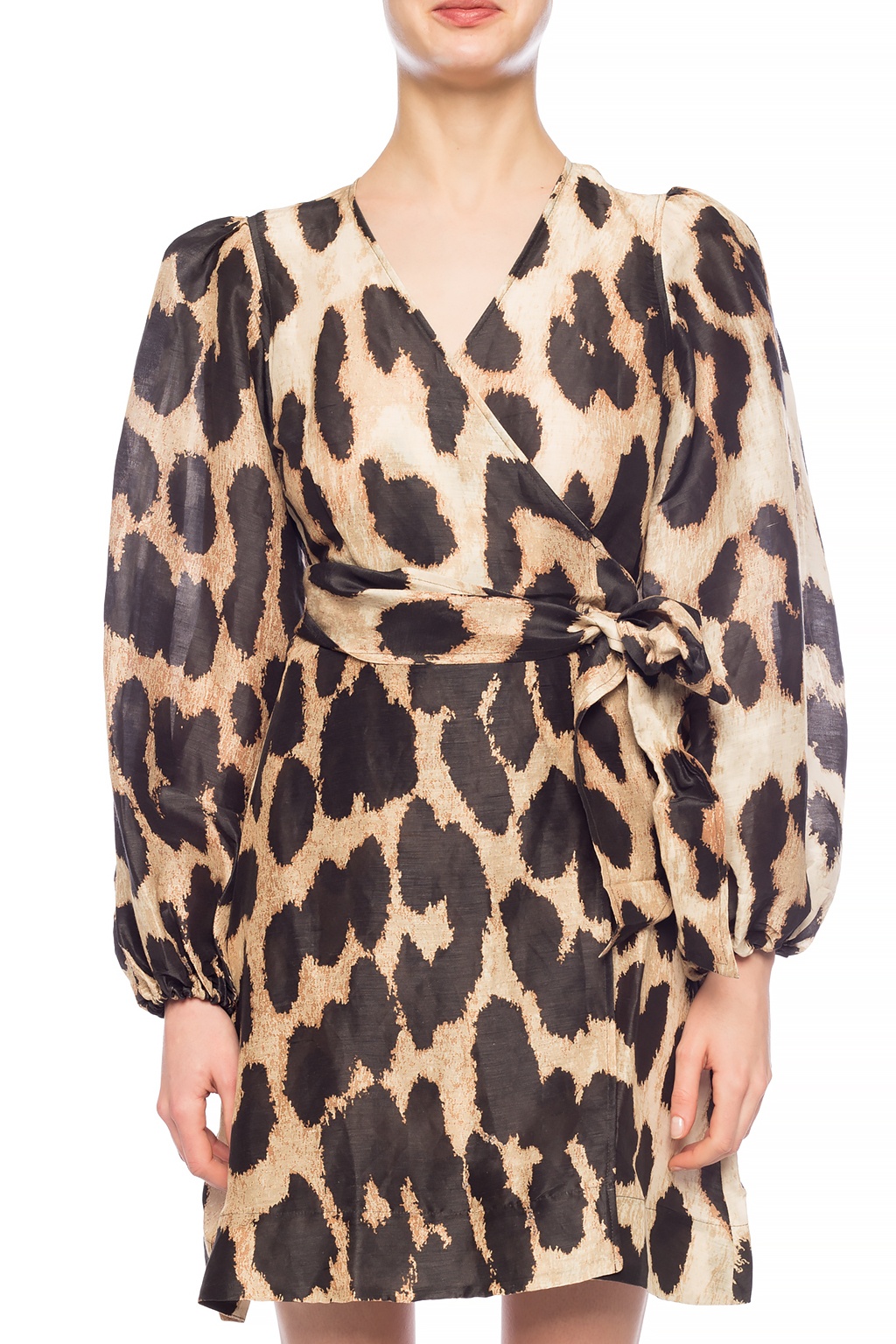 ganni leopard puff sleeve dress